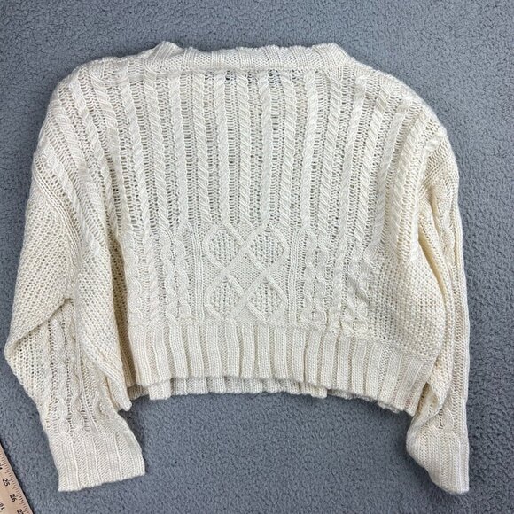 She + Sky Womens Open Knit Ivory White Sweater Womens Large - Picture 6 of 6